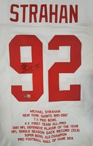 MICHAEL STRAHAN AUTOGRAPHED SIGNED PRO STYLE XL CUSTOM STAT JERSEY BECKETT COA image 2