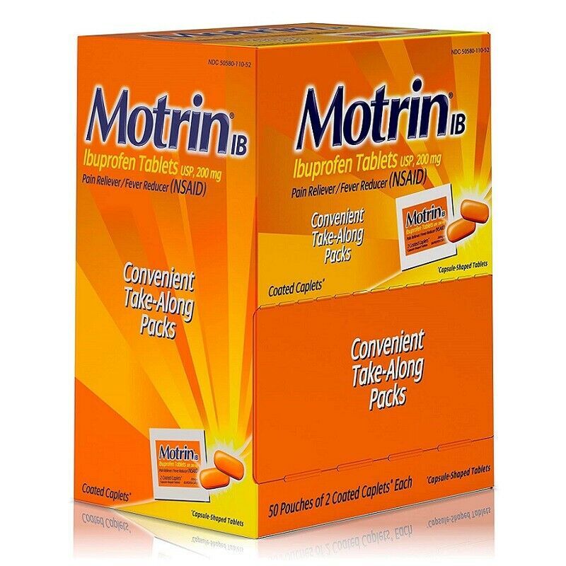 Motrin IB, Ibuprofen 200mg Fever, Headache & Pain Relief, 50x2 EXP. DATE:08/2021