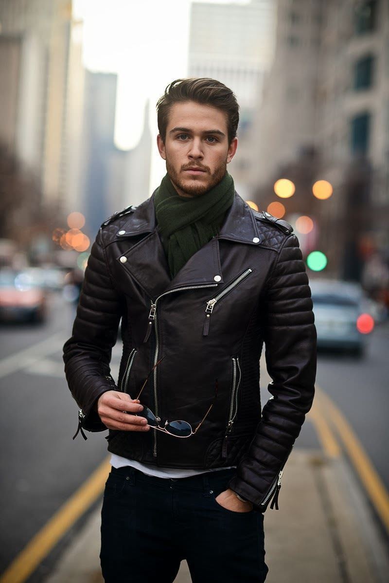 Men's Diamond Quilted Kay Michael Soft Leather Black Slim Fit Biker Jacket - NF5