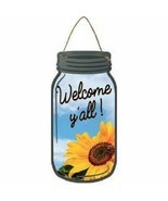 Welcome Y&#39;all! Sunflower Mason Jar Sign Aluminum 4&quot; x 8&quot; - $11.87