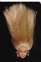 Barbie doll head with thread like hair earrings parts lot blond Mattel v... - $7.99