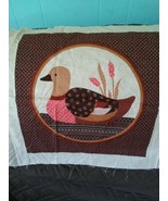 Lot of 3- 16&quot; Calico Duck Pillow Fabric Panel Brown Mauve Cream Blue - $4.90