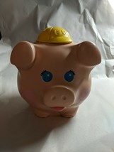 Fisher Price Piggy Bank Yellow Hard Hat 166 23 Quaker Oats Vintage 1980 USA Made - $31.67