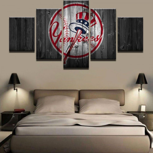 Framed 5 Pcs New York Yankees Canvas Print Painting Wall Art Picture