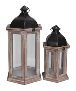 Cheungs Modern Home Decorative Set of 2 Hexagonal Lantern with Black Met... - $136.64