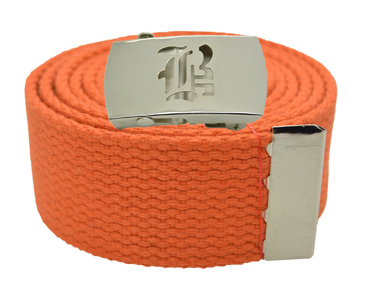 60/" Plain Silver Canvas Military Web Belt /& Buckle 25 Color