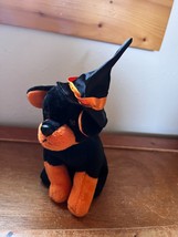 Ty Small Plush Black & Orange Puppy Dog w Witch’s Hat ALACAZAM Halloween Stuffed - $19.39