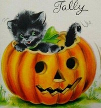 Vintage Halloween Tally Game Card Happy Black Cat NOS Original Hallmark NOS - $19.73