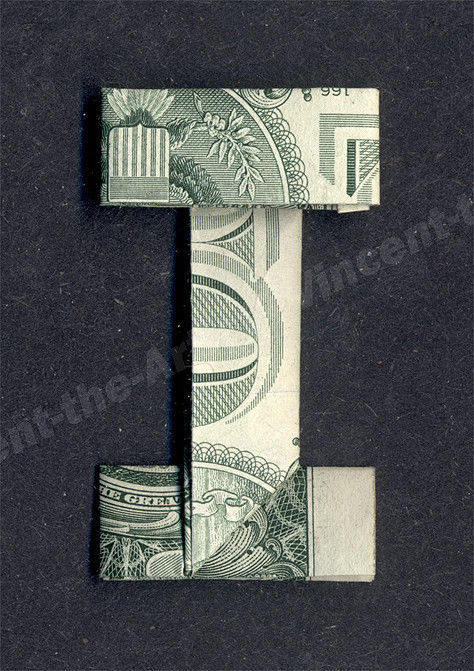 MONEY ORIGAMI LETTERS Made with REAL Dollar Bill Cash Currency Alphabet ...