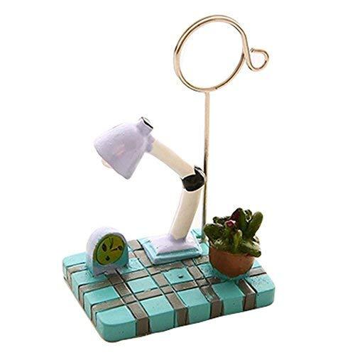 Set of 2 Office Photos and Memo Holders (Blue Table Lamp Style, 10 cm)