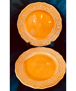 Cannonsburg Pottery Co Regency Gold Tone Dinner Plates (2) 9-3/4&quot; Stoneware - $29.00