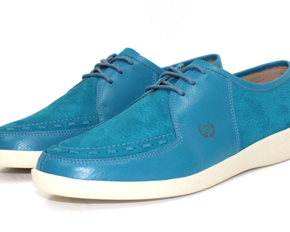 Johnny Famous Bally Style Delancey Men's Turquoise Blue Leather ...