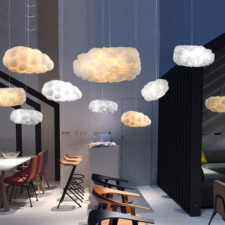White Floating Cloud Light Fixture For Indoor Lighting Home Decoration Restauran Chandeliers