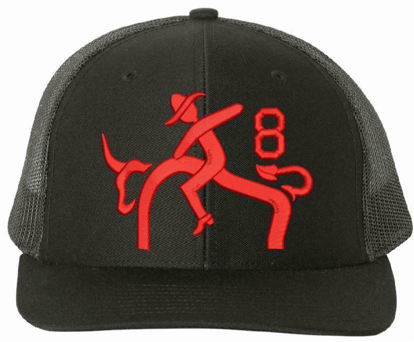 8 Sec Rider Professional Bull Riders hat Rodeo hat, 112 Black Trucker