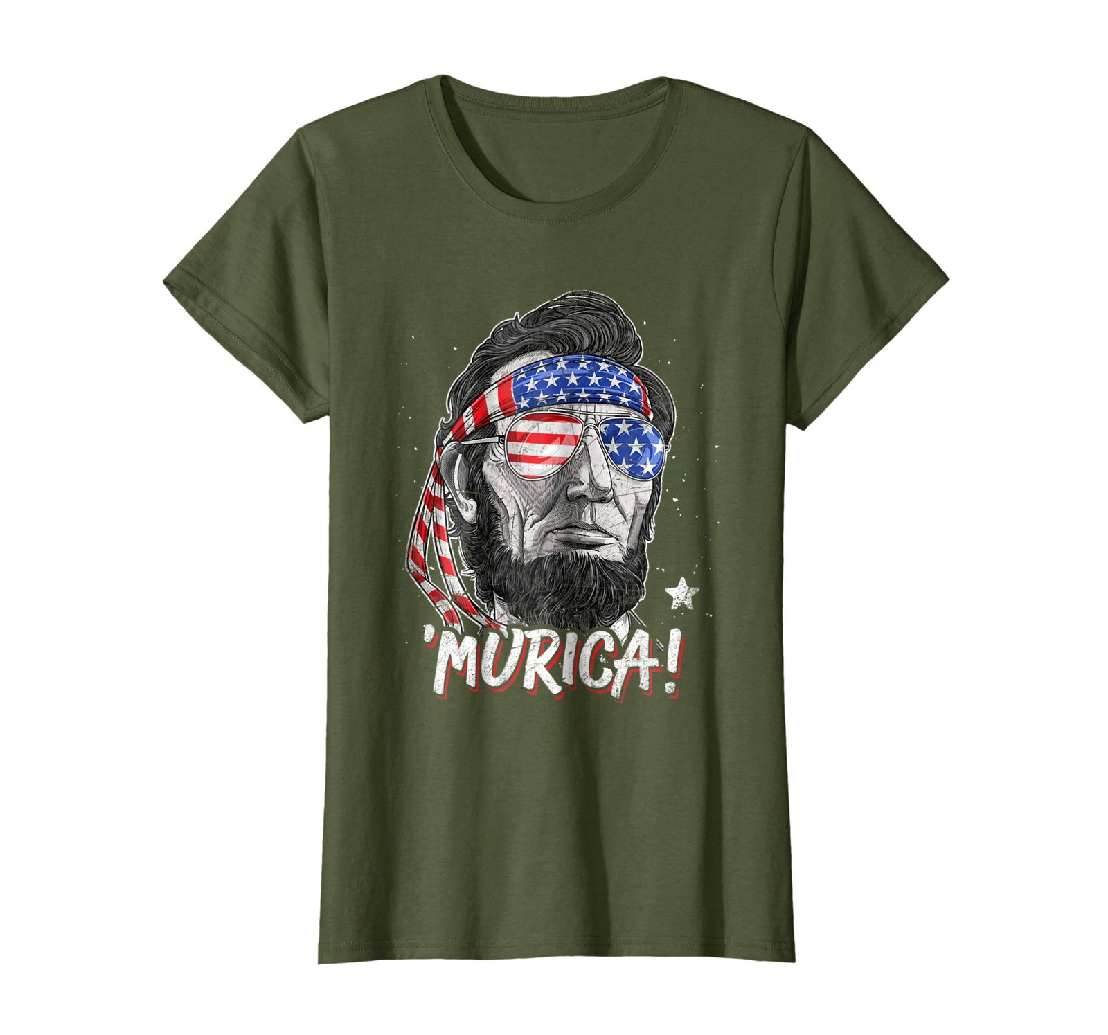 Funny TeeMerica Abe Lincoln T shirt 4th of July American Flag Murica Wowen