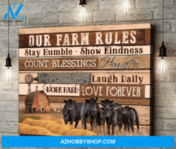 Our Farm Rules Cow Premium Canvas - $49.99