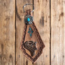 Custom Leather Key Ring, Tooled, Horse Key Ring, Hand Painted, Southwest... - $60.00