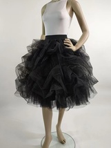 Black Puffy Tulle Skirt Outfit Horse Hair Elastic High Waist Black Layered Skirt image 3
