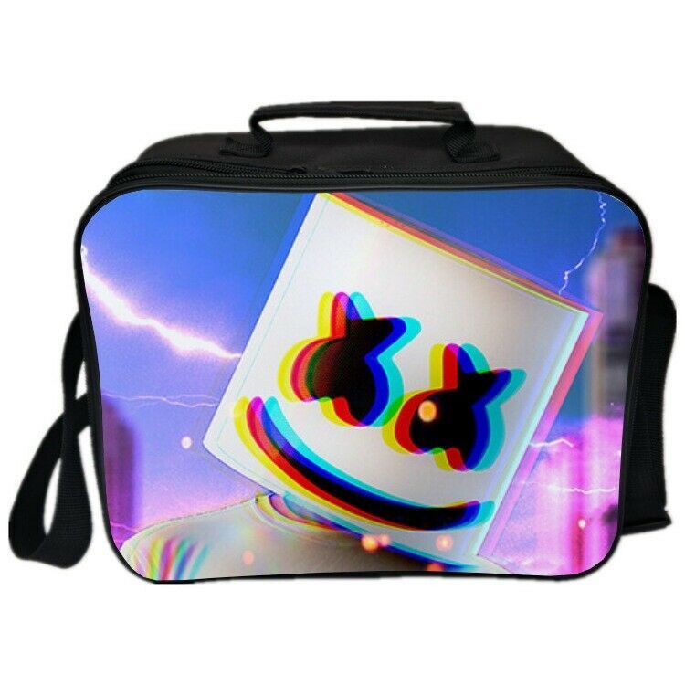 DJ Marshmello Insulated Lunch Bag Portable Lunchbox Kids School Food