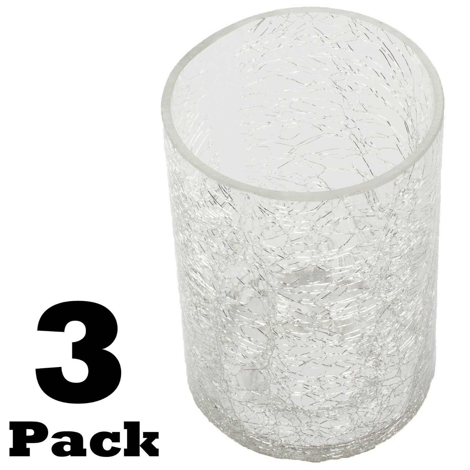 Crack Effect Glass Shade 3 Pack Crackle Clear Cylinder for Light Fixture Pendant