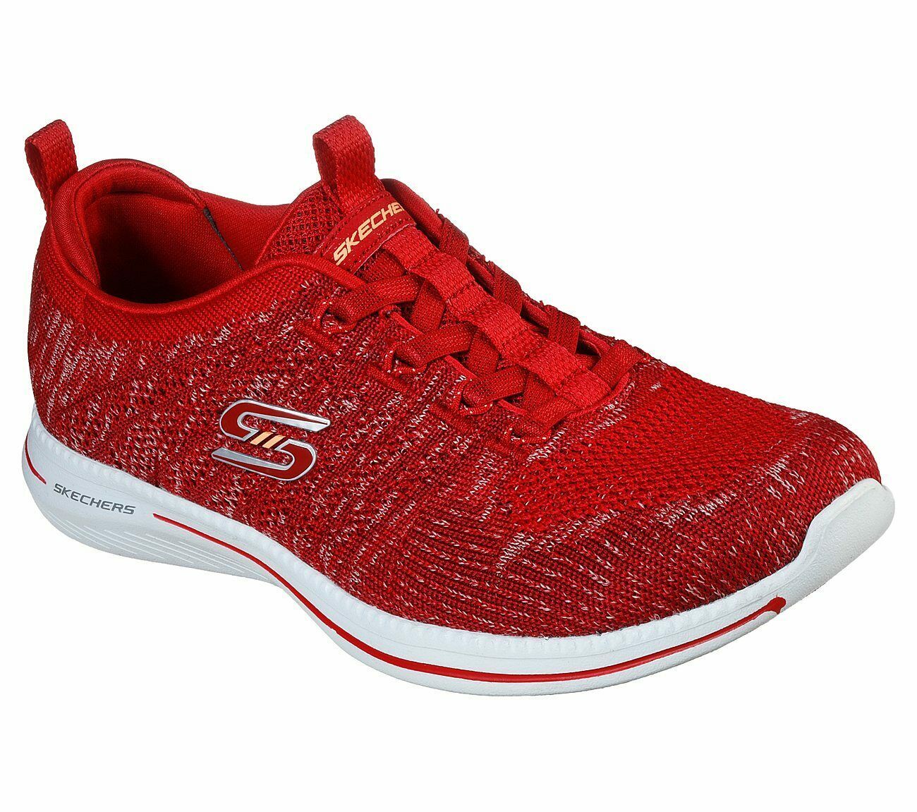 Skechers Red Shoes Memory Foam Women Slipon Comfort Casual Sporty ...