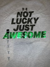 Under Armour Boys T-Shirt Gray "Not Lucky Just Awesome" Short Sleeve Youth Large - $19.80