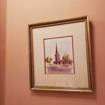 Framed Original Watercolor Painting, signed, St Anne's Church Annapolis Maryland image 6