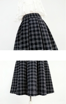 Winter Black Tweed Midi Skirt Black A-line Midi Pleated Skirt Holiday Outfit image 8