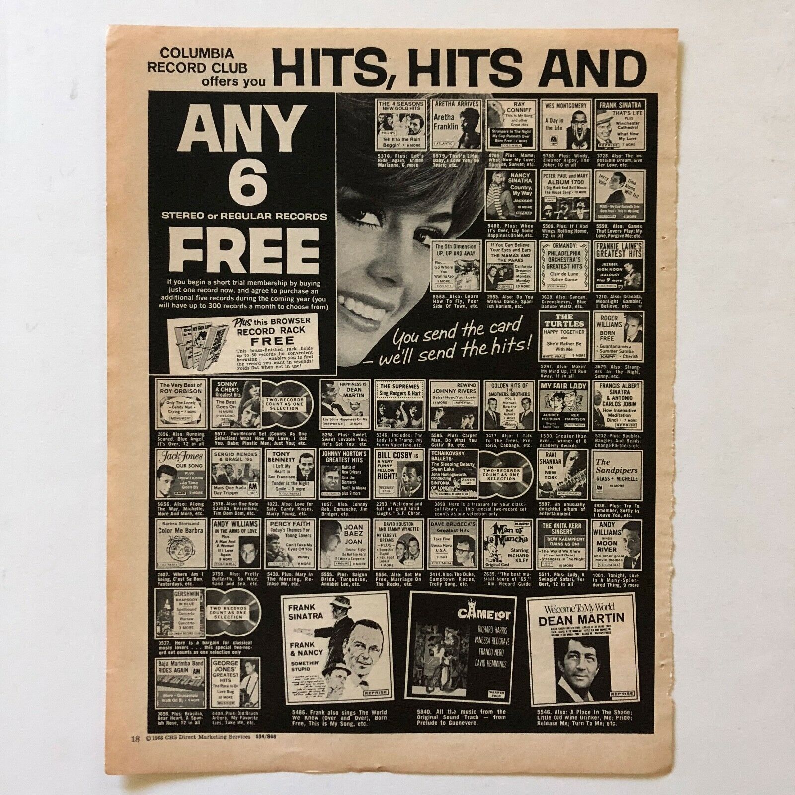 Vintage Columbia House Record Club Photo Print Magazine Ad 1968 196069