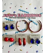 1980&#39;s Colorful Chunky Retro Earrings Lot of 4 Retro Shapes &amp; Colors EE63 - $9.99