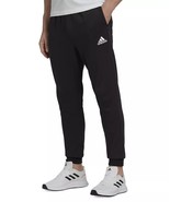 Adidas BLACK Men&#39;s Cozy Fleece Tapered Leg Mid-Rise Jogger Pants, US Small - $31.19