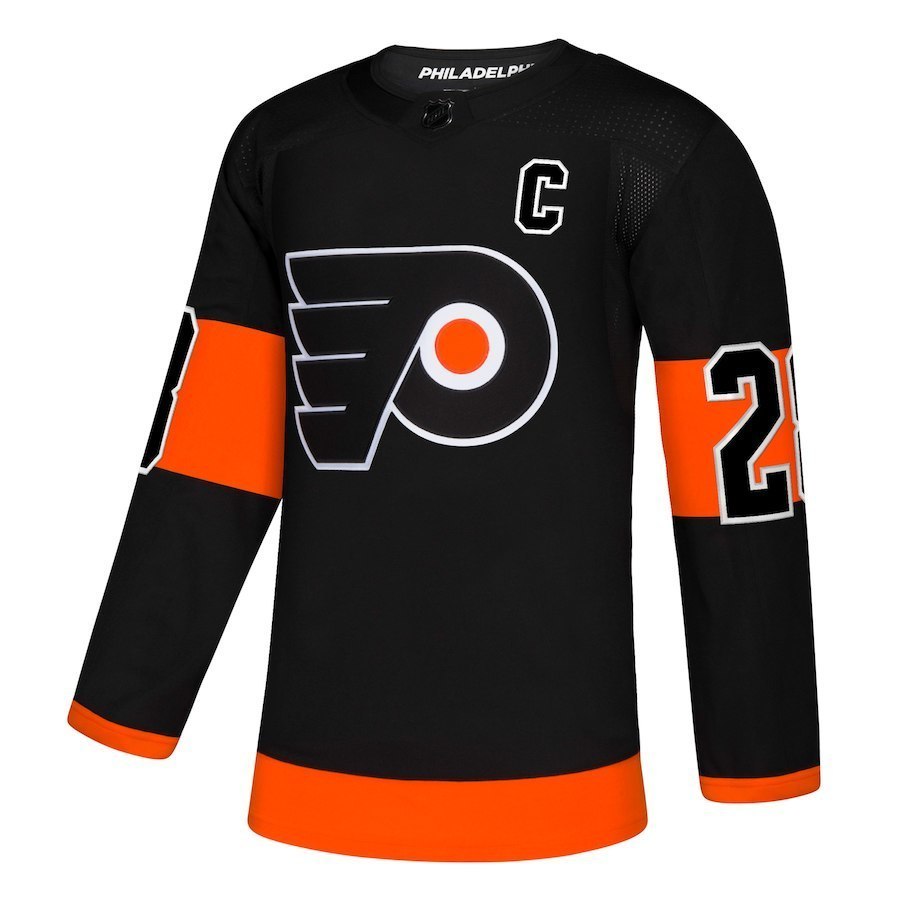 Men's Philadelphia Flyers 28 Claude Giroux Black Player Jersey Sewn on
