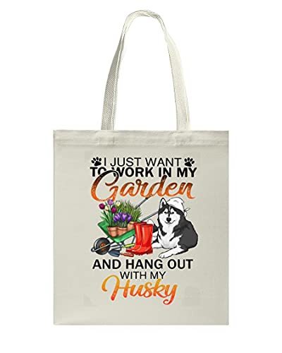 Garden And Husky Best Couple Enjoy Life Tote Bag Dogs Lover Canvas Shoulder Bags