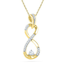 10kt Yellow Gold Womens Round Diamond Vertical Infinity Pendant 1/5 Cttw - $299.00