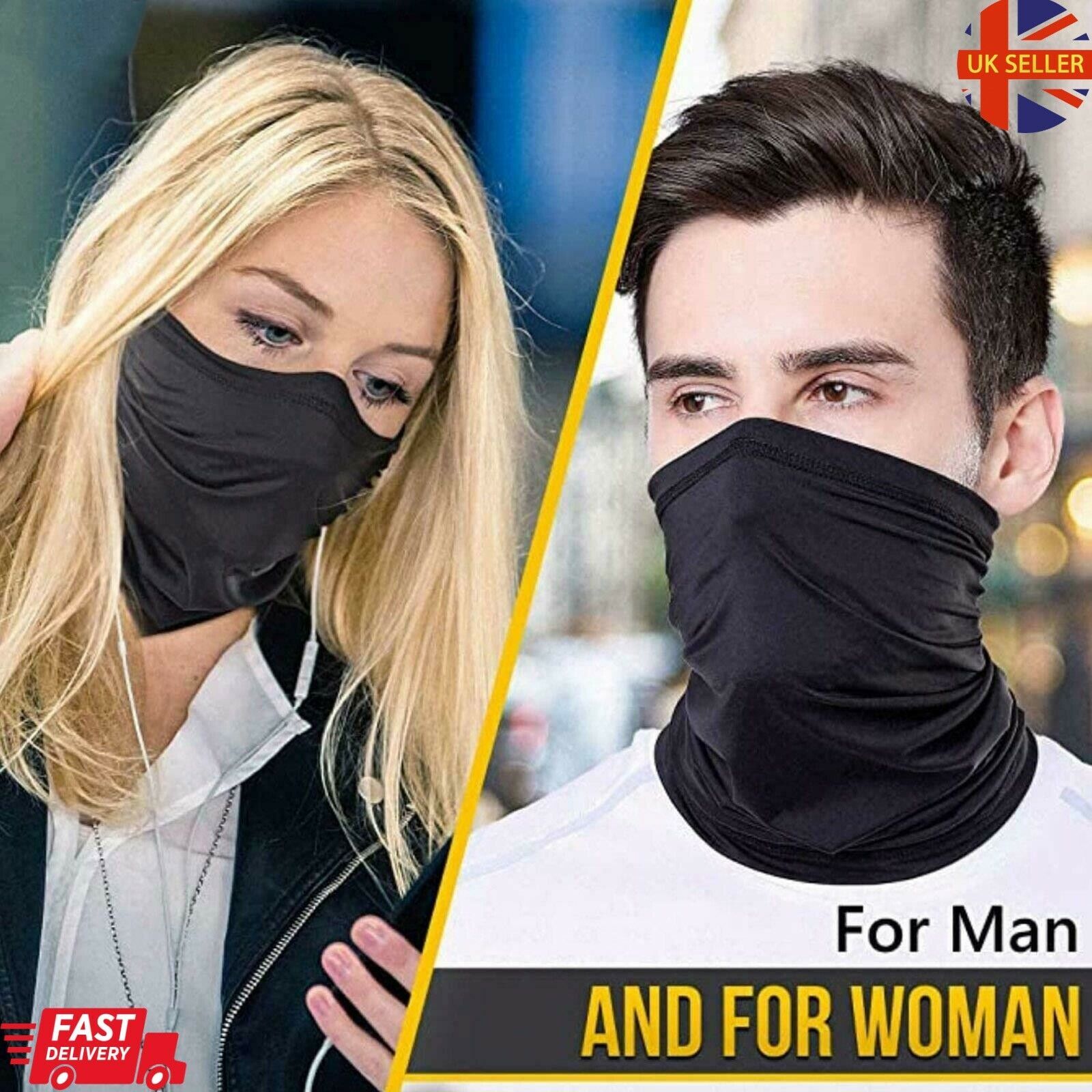 Face Mask Covering Snood Seamless Bandana Biker Tube Scarf Neck Cover Gaiter UK