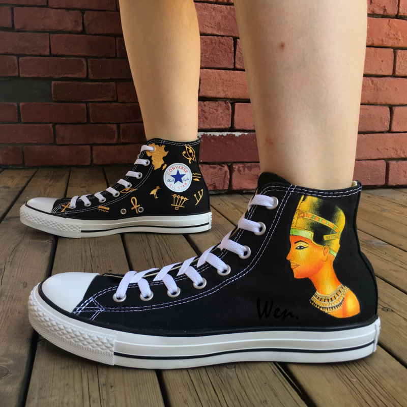 Egyptian Theme Africa King Queen Design Converse All Star Hand Painted Shoes Fashion