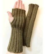 WWI or WWII Reproduction 9-Inch Olive Drab Wool Wristlets/Fingerless Mitts - $30.00