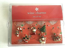 Target Christmas 2003 Holiday Wine Charms Set Of 6 - New In Box Box show... - $12.62