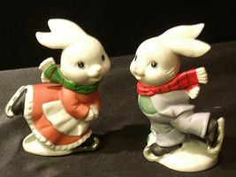 Rabbit Figurine Pair Homco 5305 AA-192028 Vintage - $9.95