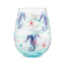 Seahorse Lolita Wine Glass 20 oz Stemless 5" High Gift Boxed Collectible Ocean image 1
