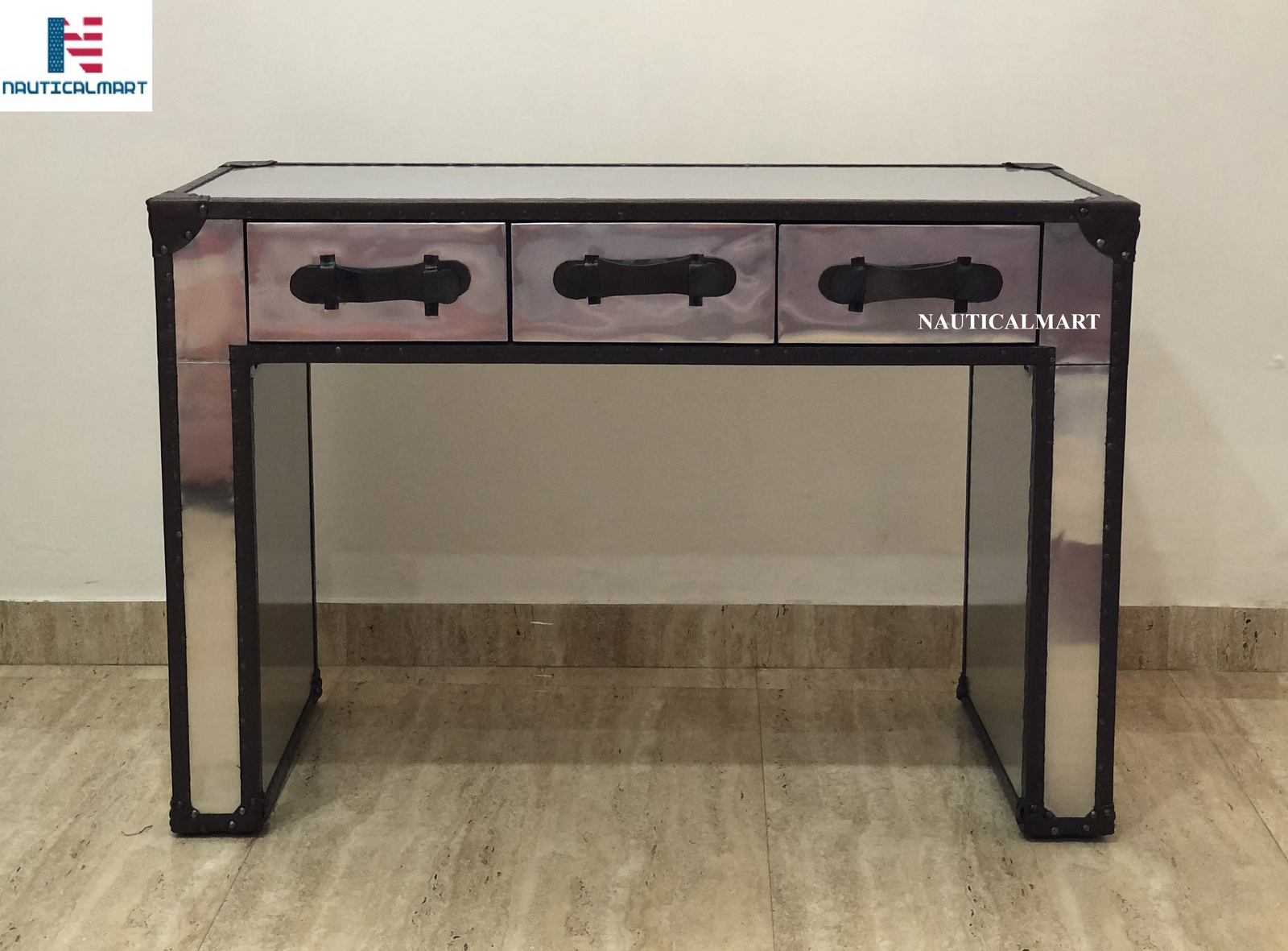 NauticalMart Mayfair Steamer Trunk 3Drawer Desk Desks & Home Office