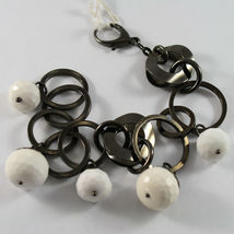925 STERLING SILVER BURNISHED BRACELET WITH BIG CIRCLES AND FACETED AGATE BALLS image 3