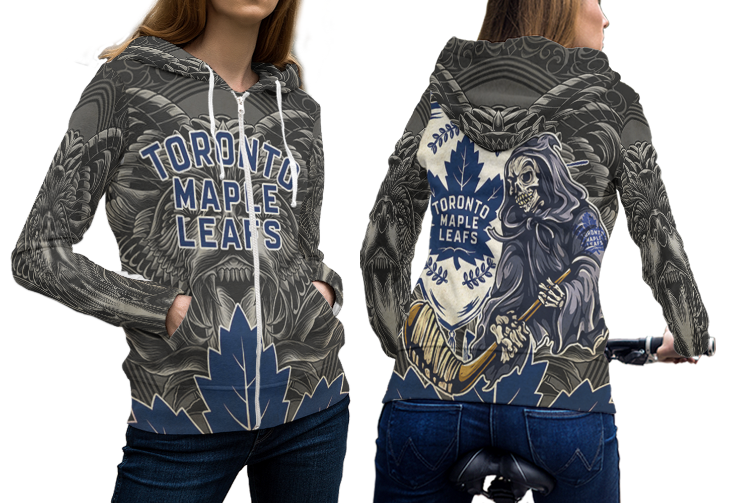 Toronto Maple Leafs New Zipper Fullprint Hoodie For Women Sweatshirts
