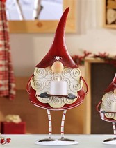 Red Gnome Santa Freestanding Votive Candle Holder Christmas 17" High Metal