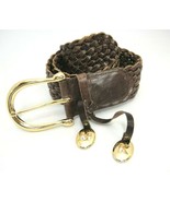 Michael Kors Womens Brown Woven Leather Belt Medium Woven Hanging MK 553632 - $12.46