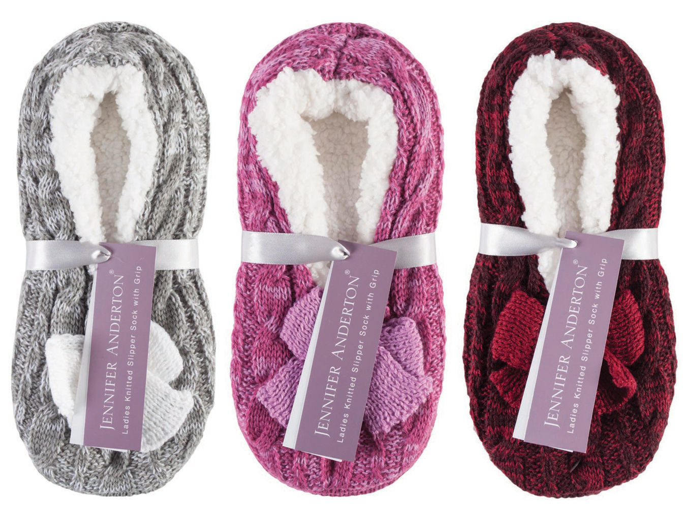 Image of Jennifer Anderton - Womens Knit Warm Non Slip / Skid Slipper Socks with Grippers