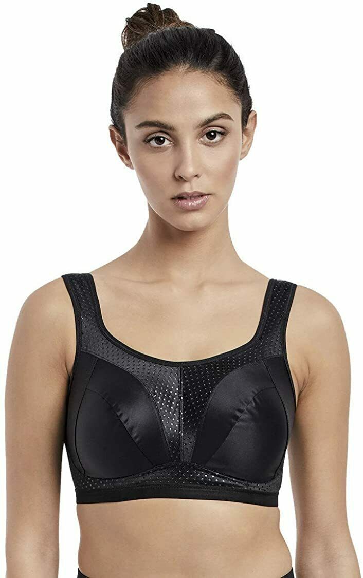 FREYA Jet Black Dynamic Wirefree HiImpact Sports Bra, US 28H, UK 28FF
