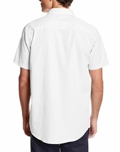 vkwear Men's Classic Button Up Curved Hem Short Sleeve Solid Dress Shirt White image 2