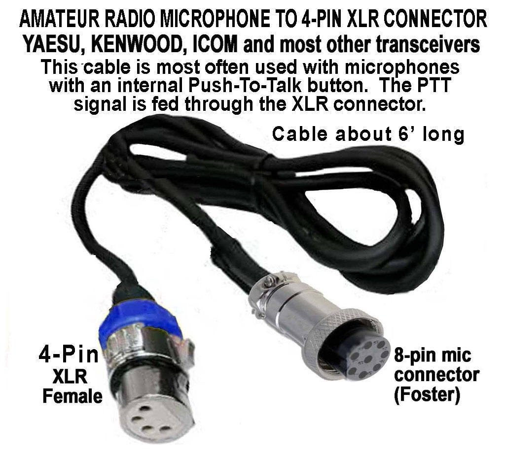 MIC ADAPTER CABLE AMATEUR HAM YAESU KENWOOD ?, 8PIN MALE TO