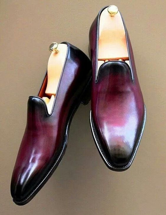New Handmade Ox Blood Patina Loafers for Men Custom Made Shoes for Men
